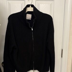 Sunny  Women's Black cashmere Zip-Up Cardigan